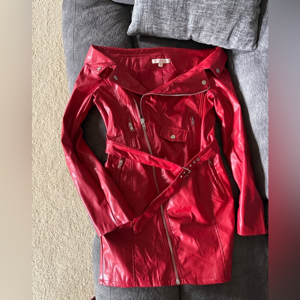 Hot & Delicious Vibrant Red Leather Dress